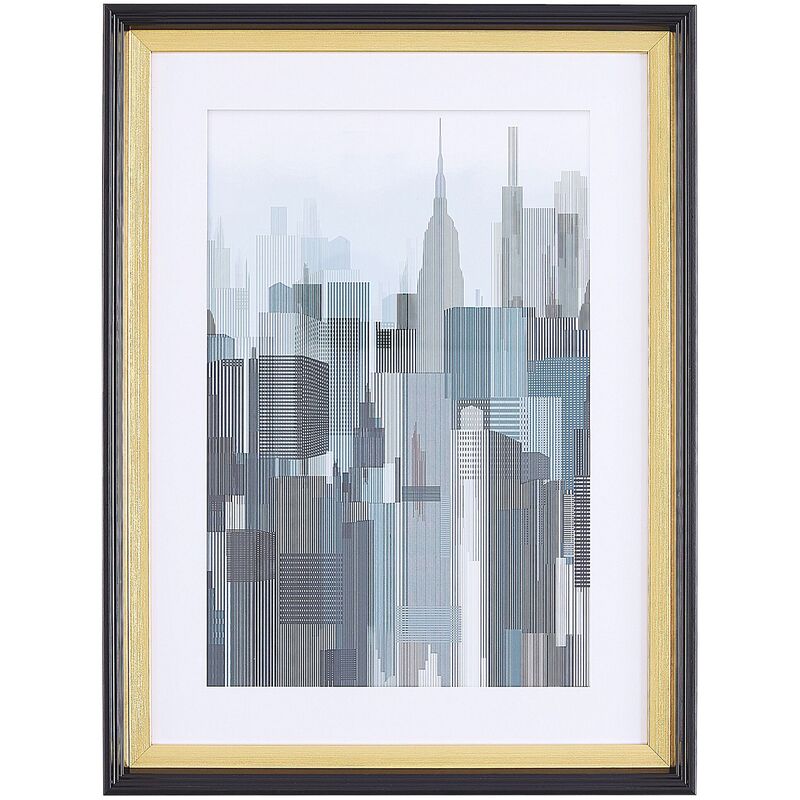

Beliani - Cuadro enmarcado azul/gris 30 x 40 cm BAMAKO