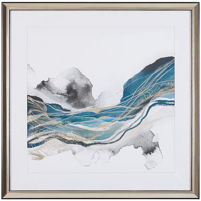 

Beliani - Cuadro enmarcado azul/gris 60x60 cm BAGI