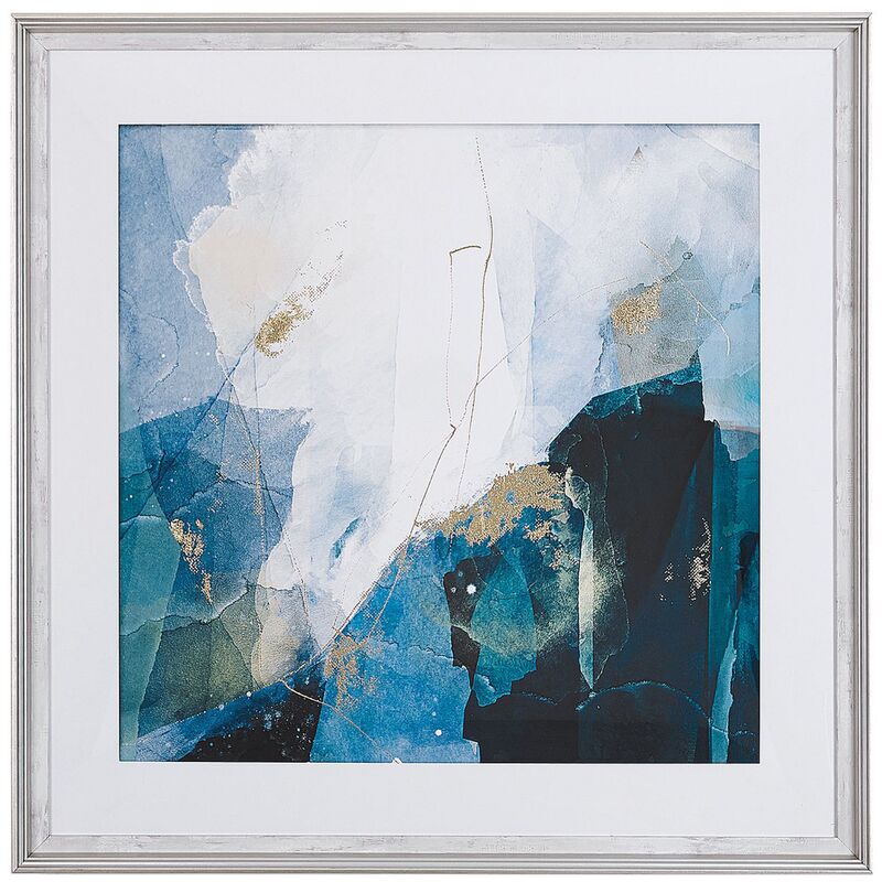 

Beliani - Cuadro enmarcado azul y blanco 60x60 cm MONGA