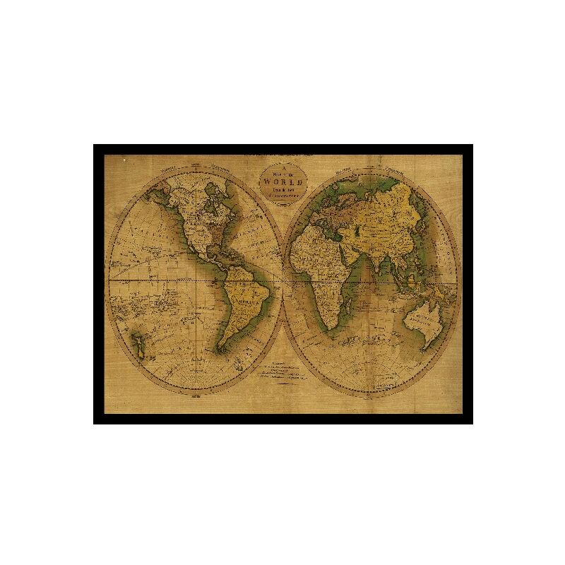 

Homemania - Cuadro Enmarcado - Mapa - para la sala de estar, habitacion - Multicolor en MDF, Poliester, 40 x 2,5 x 60 cm