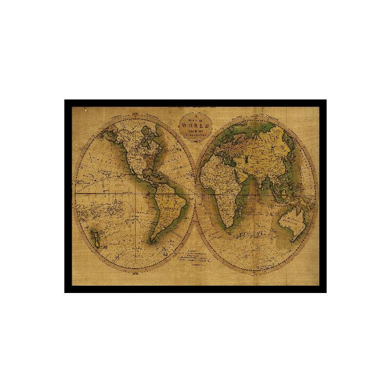 

Homemania - Cuadro Enmarcado - Mapa - para la sala de estar, habitacion - Multicolor en MDF, Poliester, 60 x 2,5 x 90 cm