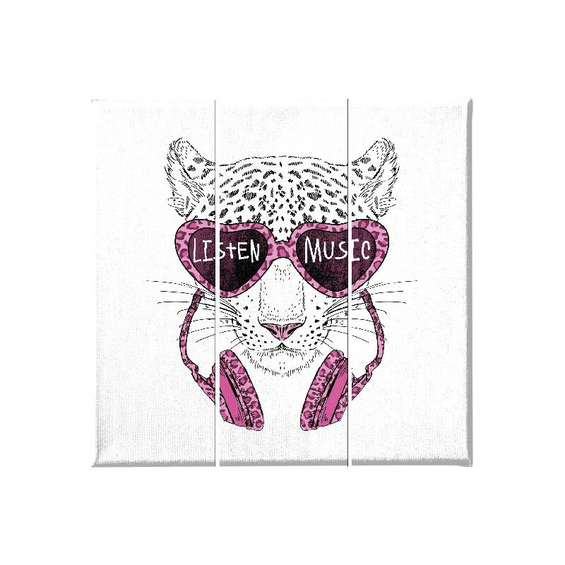 

Homemania - Cuadro Felino - 3 Piezas - Animales - de la sala de estar, habitacion - Multicolor en Poliester, madera, 69 x 3 x 50 cm