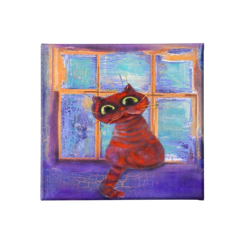 

Homemania - Cuadro Felino - Animales - para la sala de estar, la habitacion - Multicolor en Poliester, madera, 60 x 3 x 60 cm
