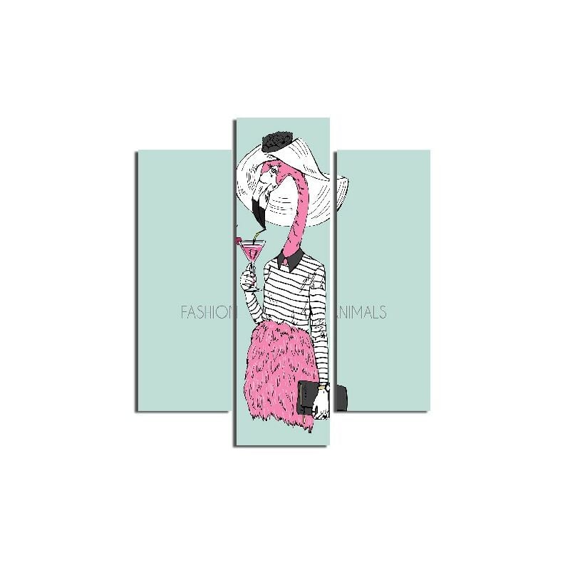 

Homemania - Cuadro Flamingo - 3 Piezas - Animales - de la sala de estar, habitacion - Multicolor en MDF, 57 x 0,3 x 60 cm