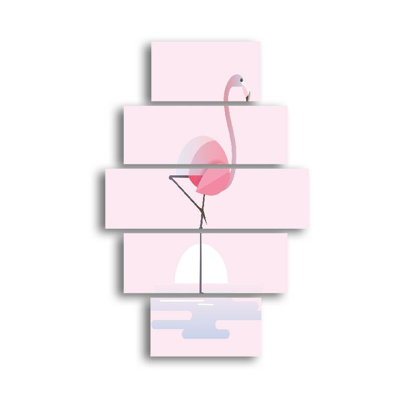 

Homemania - Cuadro Flamingo - 5 Piezas - Animales - por sala, habitacion - Multicolor en MDF, 95 x 0,3 x 60 cm