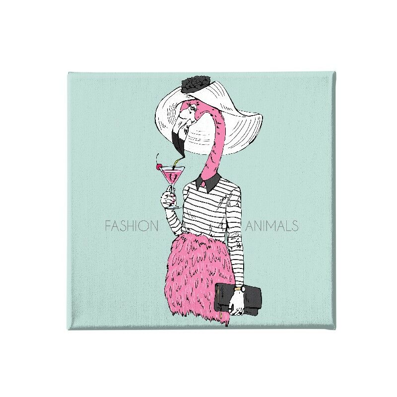 

Homemania - Cuadro Flamingo - Animales - para la sala de estar, la habitacion - Multicolor en Poliester, madera, 60 x 3 x 60 cm