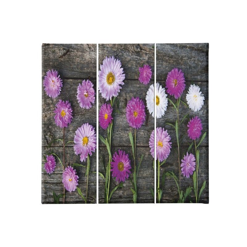 

Homemania - Cuadro Flores - 3 Piezas - Naturaleza - para la sala de estar, la habitacion - Multicolor en Poliester, madera, 69 x 3 x 50 cm