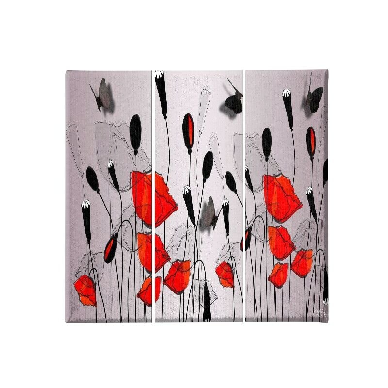 

Homemania - Cuadro Flores - 3 Piezas - Naturaleza - para la sala de estar, la habitacion - Multicolor en Poliester, madera, 69 x 3 x 50 cm