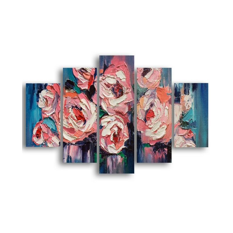 

Homemania - Cuadro Flores - 5 piezas - Naturaleza - por sala, habitacion - Multicolor en MDF, 95 x 0,3 x 60 cm
