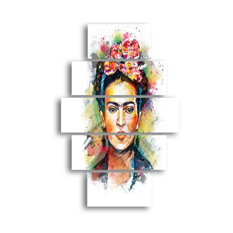 

Homemania - Cuadro Frida - 5 piezas - Retrato - para la sala de estar, habitacion - Multicolor en MDF, 95 x 0,3 x 60 cm