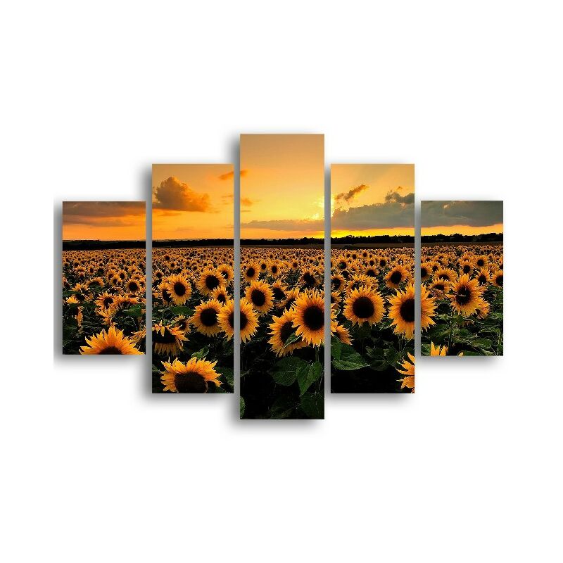 

Homemania - Cuadro Girasoles - 5 piezas - Naturaleza y paisajes - por sala de estar, habitacion - Multicolor en MDF, 95 x 0,3 x 60 cm