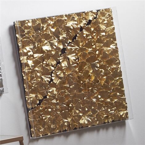 Cuadro Hojas Gingko Oro Caja Acrilica 60X60 Cms. 60X5X60 Cms