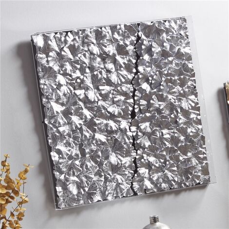 Cuadro Hojas Gingko Plata Caja Acrilica 60X60 Cms. 60X5X60 Cms