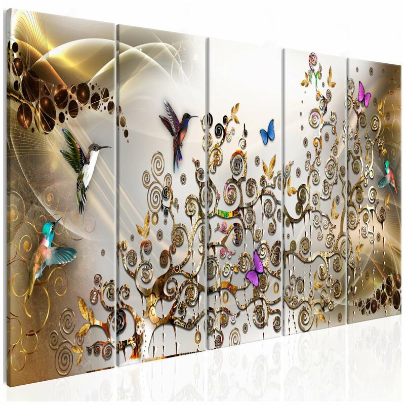 

Cuadro - Hummingbirds Dance (5 Parts) Gold Narrow Medidas 200X80