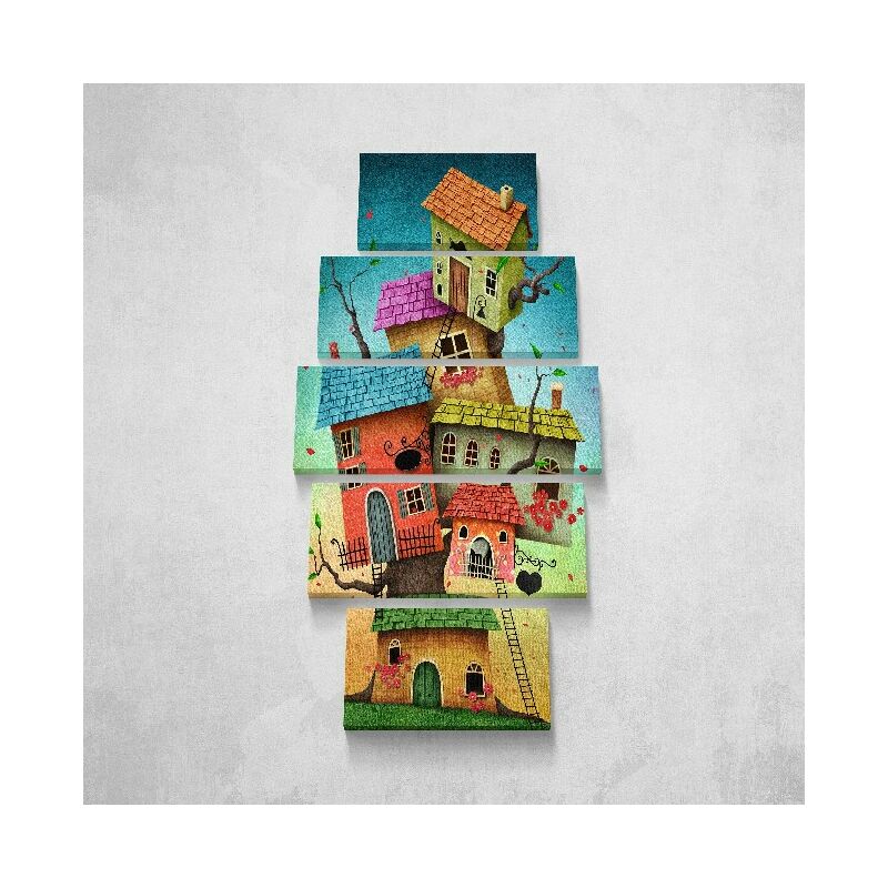 

Homemania - Cuadro Inicio - 5 piezas - Ninos - por estancia, habitacion - Multicolor en Poliester, madera, 100 x 3 x 60 cm