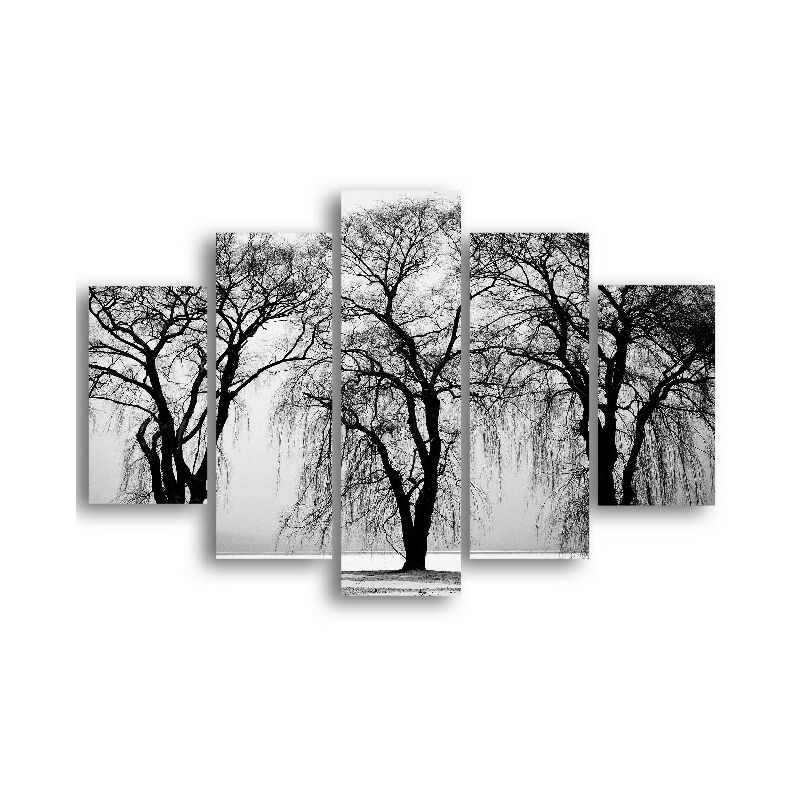 

Homemania - Cuadro Invierno - 5 piezas - Naturaleza y paisajes - por sala de estar, habitacion - Multicolor en MDF, 95 x 0,3 x 60 cm