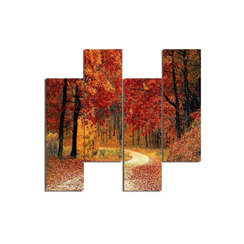 

Homemania - Cuadro La avenida de los arboles - 4 piezas - Naturaleza y paisajes - por sala, habitacion - Multicolor en MDF, 76 x 0,3 x 50 cm
