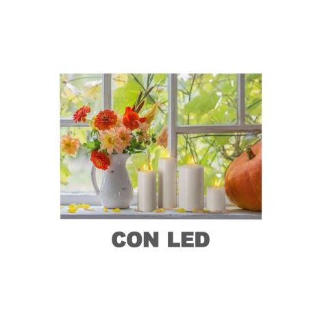 Cuadro led rectangular con flores blancas cm40x30x1,8