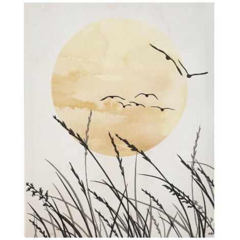Cuadro lienzo Alois 40x50cm hojas pájaros sol