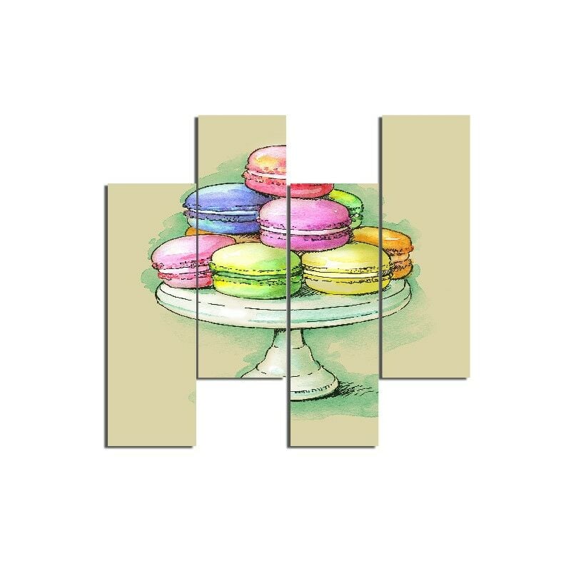 

Homemania - Cuadro Macarons - 4 piezas - Cocina - de la sala de estar, dormitorio - Multicolor en MDF, 76 x 0,3 x 50 cm