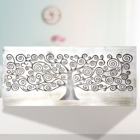 Cuadro Mandala de Pared Calada Mod. 150 color blanco envejecido, Fabricado Artesanalmente en España, Decorado a Mano -para Salón, Dormitorio, Pasillo, Baño …