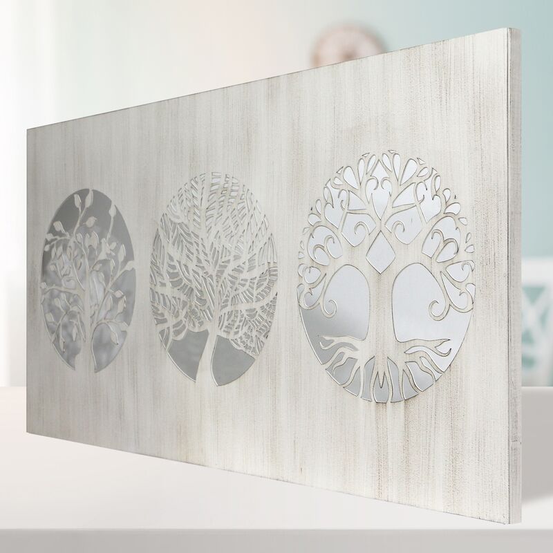

Cuadro Mandala De Pared Calada, Fabricado Artesanalmente En España -Mod. 162- (80X150 Cm- Blanco Envejecido) -Para Salón, Dormitorio, Pasillo, Baño