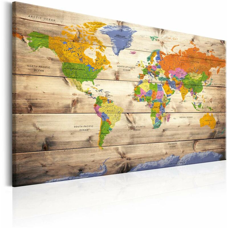 

Cuadro - Map on wood: Colourful Travels Medidas 90X60