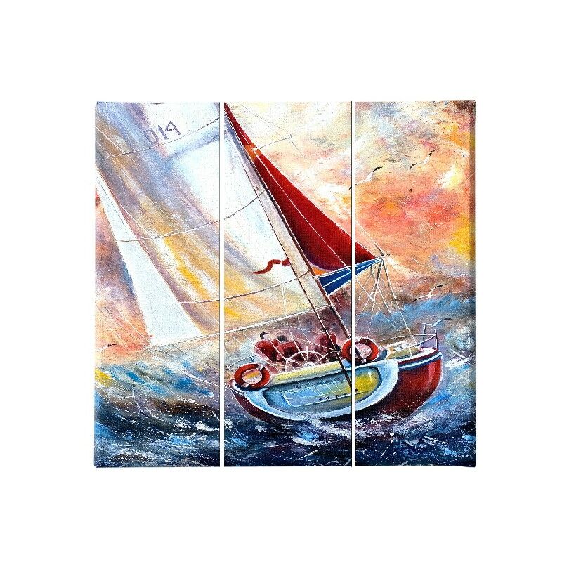 

Homemania - Cuadro Mar - 3 piezas - Naturaleza y paisajes - por sala de estar, habitacion - Multicolor en Poliester, madera, 69 x 3 x 50 cm