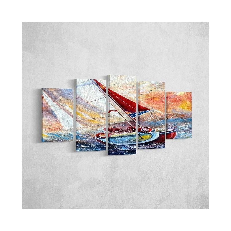 

Homemania - Cuadro Mar - 5 piezas - Naturaleza y paisajes - por sala de estar, habitacion - Multicolor en Poliester, madera, 100 x 3 x 60 cm