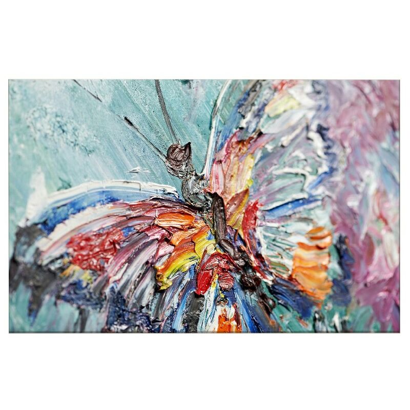 

Homemania - Cuadro Mariposa - Animales - para la sala de estar, la habitacion - Multicolor en Poliester, madera, 100 x 3 x 50 cm