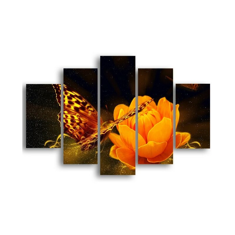 

Homemania - Cuadro Mariposas - 5 Piezas - Animales - por sala, habitacion - Multicolor en MDF, 95 x 0,3 x 60 cm