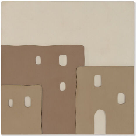 Cuadro Mdf 80X6X80 Relieve Casas Marron Claro