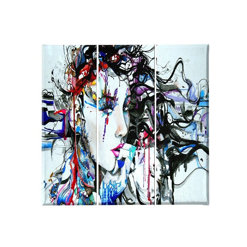 

Homemania - Cuadro Mujer - 3 piezas - Retrato - para la sala de estar, la habitacion - Multicolor en Poliester, madera, 69 x 3 x 50 cm