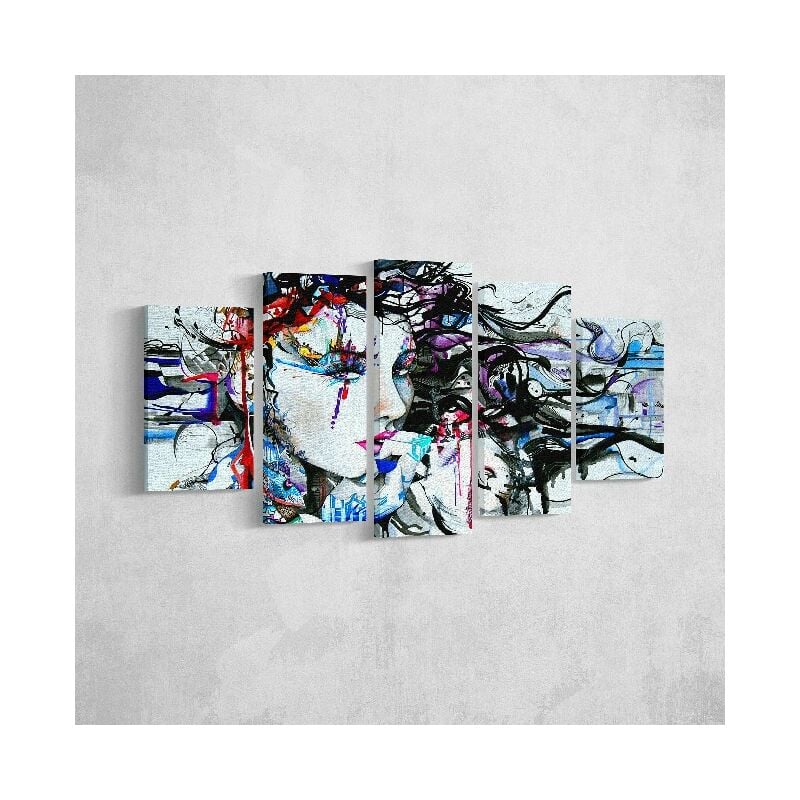 

Homemania - Cuadro Mujer - 5 piezas - Retrato - para la sala de estar, habitacion - Multicolor en Poliester, madera, 100 x 3 x 60 cm
