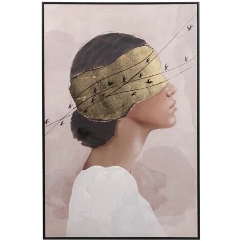 Cuadro Mujer Con Marco Negro 80X4X120 Cm