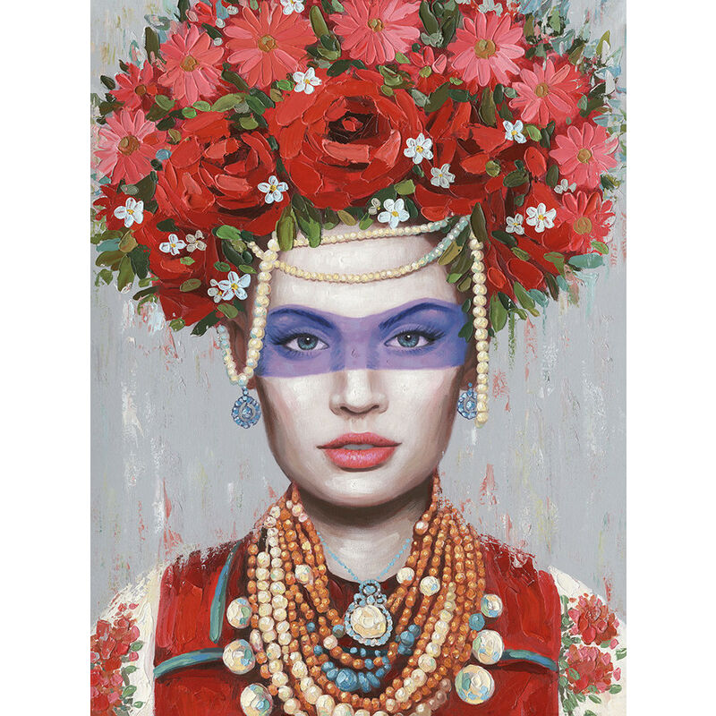 

Herdasa - Cuadro Mujer con Rosas y Antifaz 70x100x3 cm