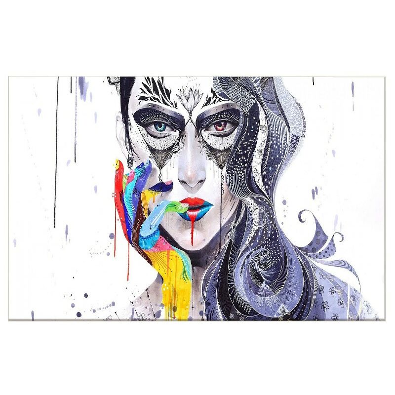 

Homemania - Cuadro Mujer - Retrato - para la sala de estar, habitacion - Multicolor en Poliester, madera, 100 x 3 x 50 cm