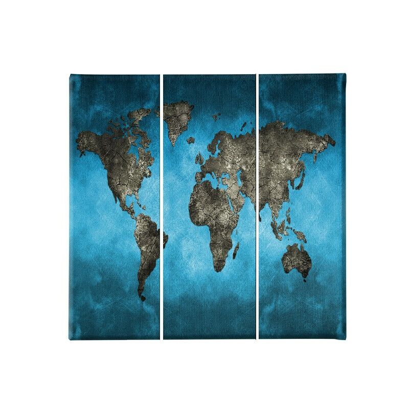 

Homemania - Cuadro Mundo - 3 Piezas - Mapa - para la sala de estar, la habitacion - Multicolor en Poliester, madera, 69 x 3 x 50 cm