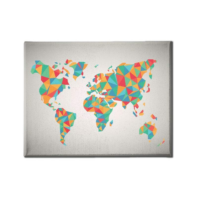 

Homemania - Cuadro Mundo - Mapa del Mundo- para la sala de estar, la habitacion - Multicolor en Poliester, madera, 100 x 3 x 70 cm