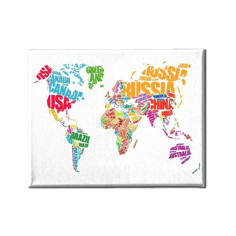 

Homemania - Cuadro Mundo - Mapa del Mundo- para la sala de estar, la habitacion - Multicolor en Poliester, madera, 100 x 3 x 70 cm
