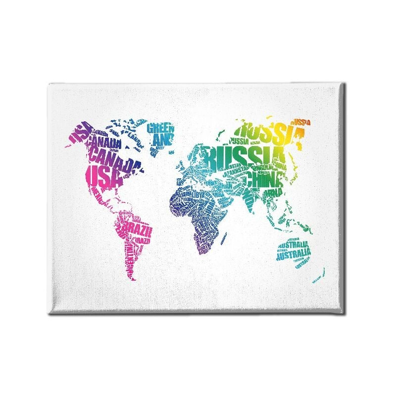 

Homemania - Cuadro Mundo - Mapa del Mundo- para la sala de estar, la habitacion - Multicolor en Poliester, madera, 100 x 3 x 70 cm