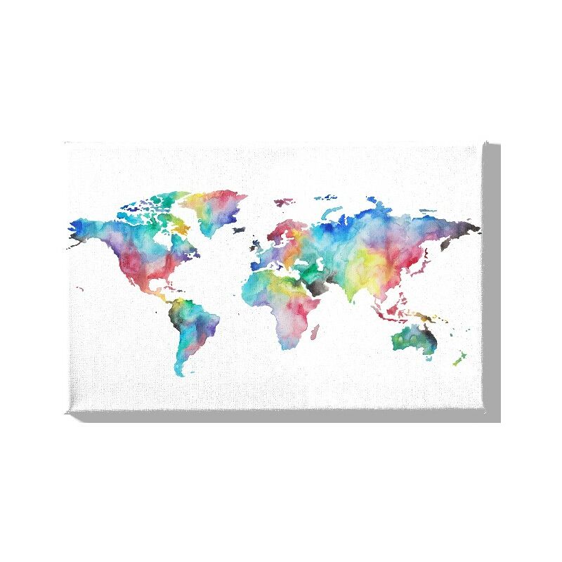 

Homemania - Cuadro Mundo - Mapa - para la sala de estar, habitacion - Multicolor en Poliester, madera, 45 x 3 x 70 cm