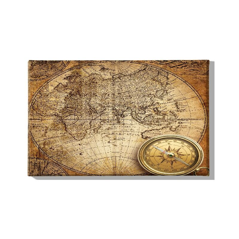 

Homemania - Cuadro Mundo - Mapa - para la sala de estar, habitacion - Multicolor en Poliester, madera, 45 x 3 x 70 cm