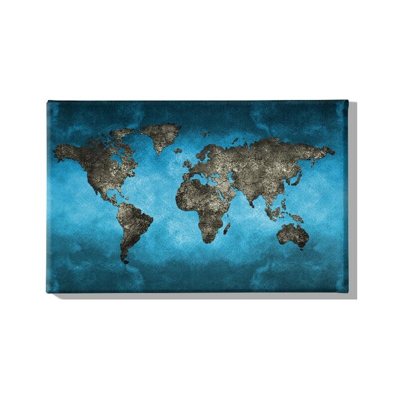 

Homemania - Cuadro Mundo - Mapa - para la sala de estar, habitacion - Multicolor en Poliester, madera, 45 x 3 x 70 cm