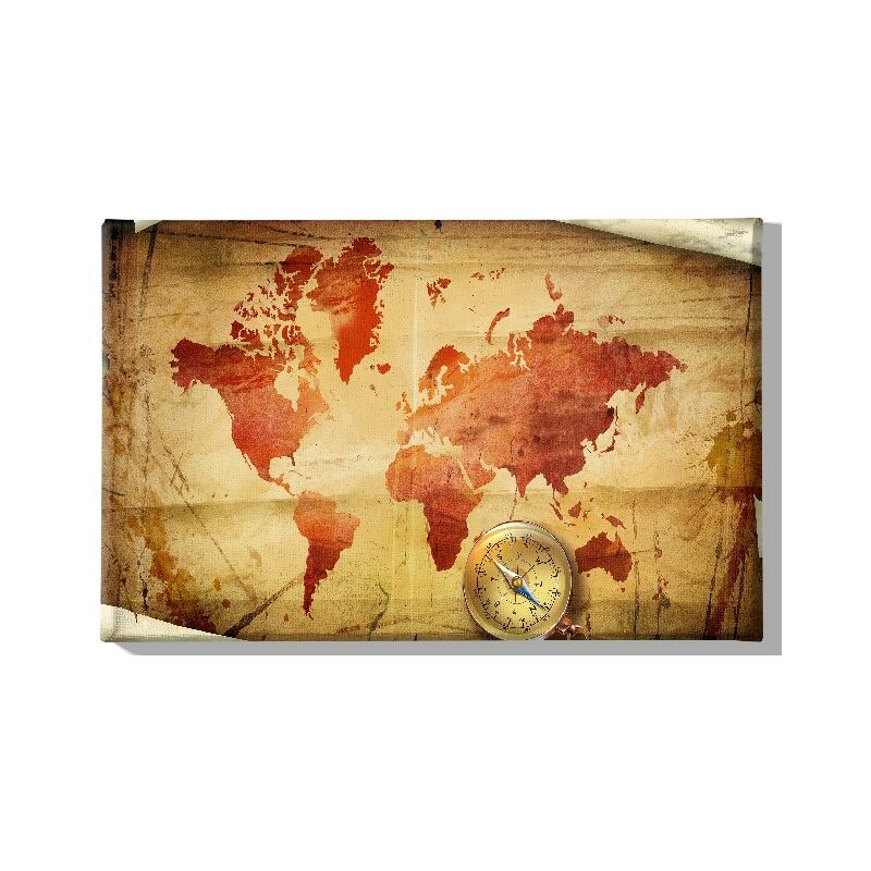 

Homemania - Cuadro Mundo - Mapa - para la sala de estar, habitacion - Multicolor en Poliester, madera, 45 x 3 x 70 cm