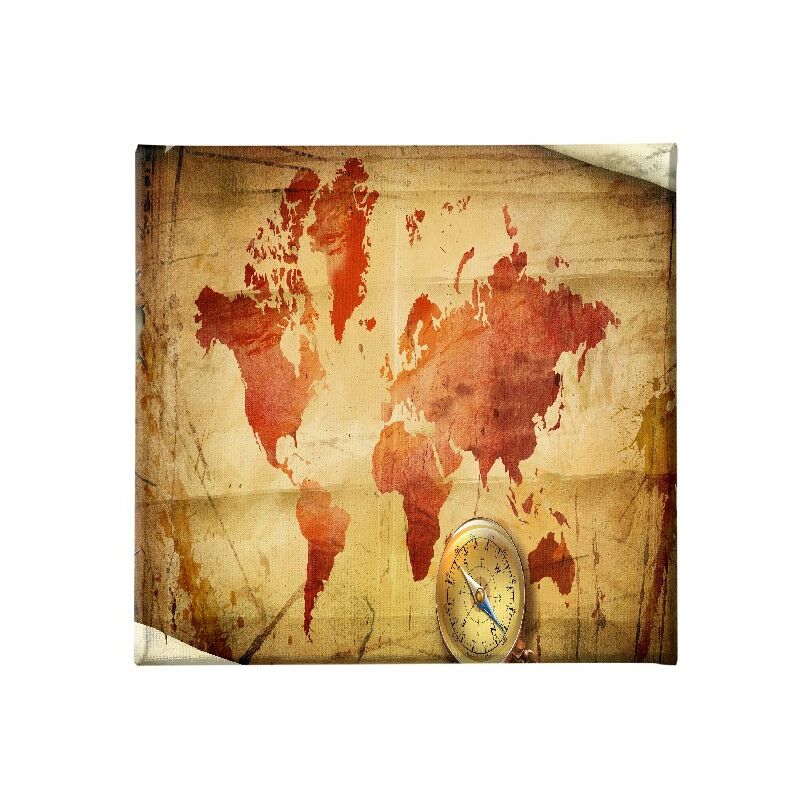

Homemania - Cuadro Mundo - Mapa - para la sala de estar, habitacion - Multicolor en Poliester, madera, 60 x 3 x 60 cm
