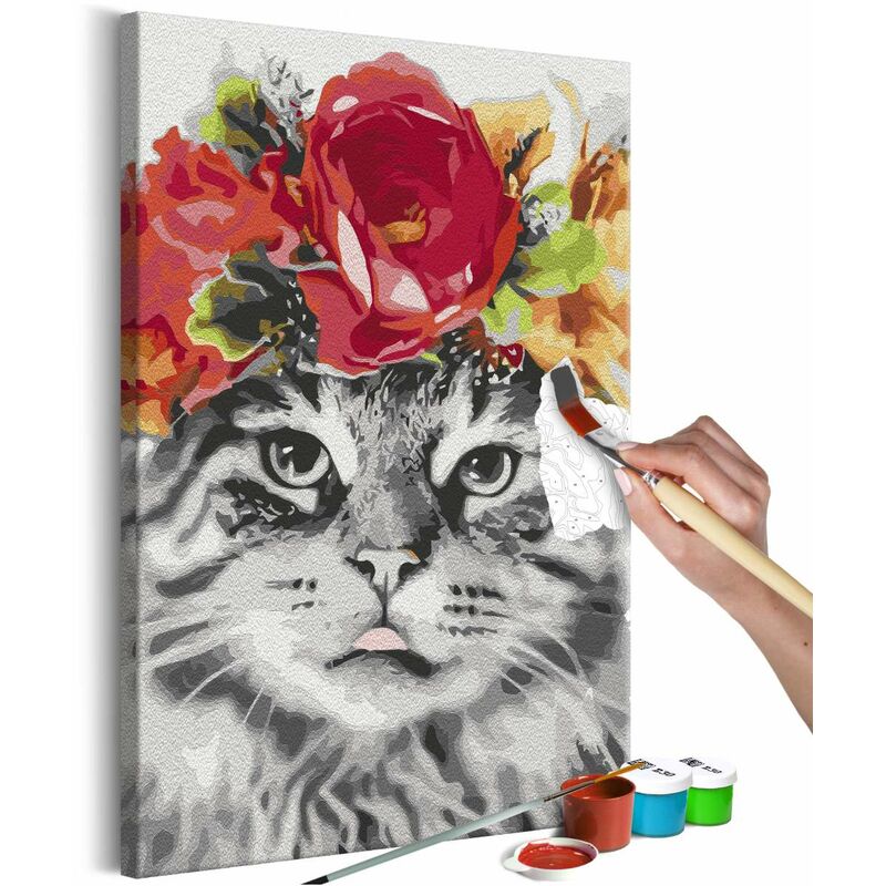 

Cuadro para colorear - Cat With Flowers Medidas 40X60