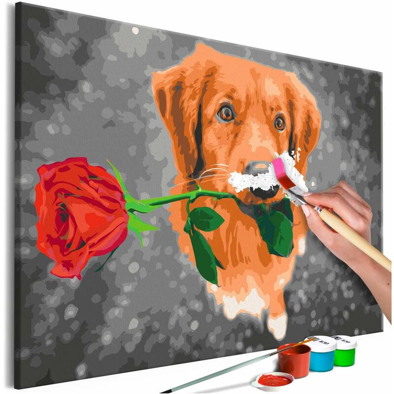 

Cuadro para colorear - Dog With Rose Medidas 60X40