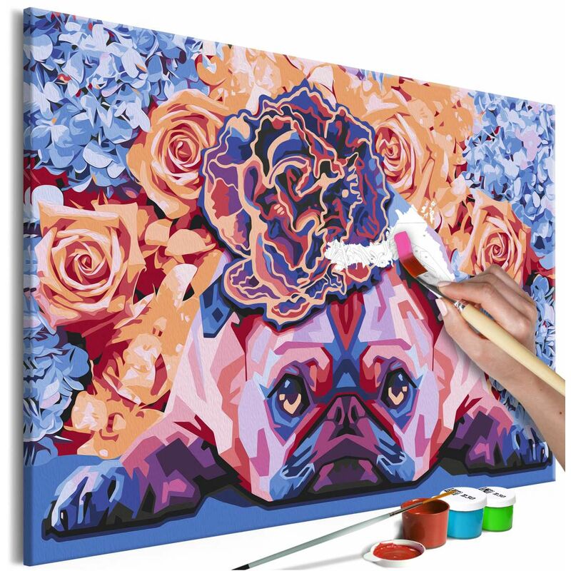 

Cuadro para colorear - Floral Pug Medidas 60X40