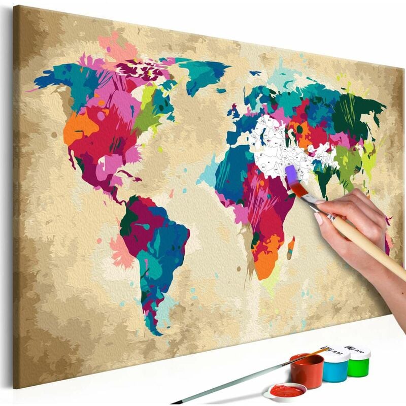 

Cuadro para colorear - Mapamundi (de colores) Medidas 60X40